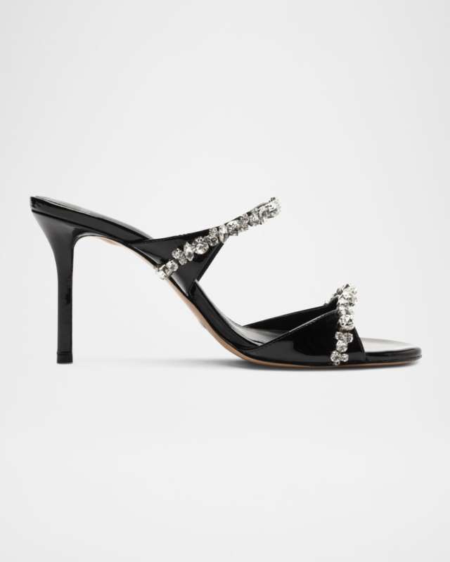Gianna Patent Leather Crystal Two-Band Sandals